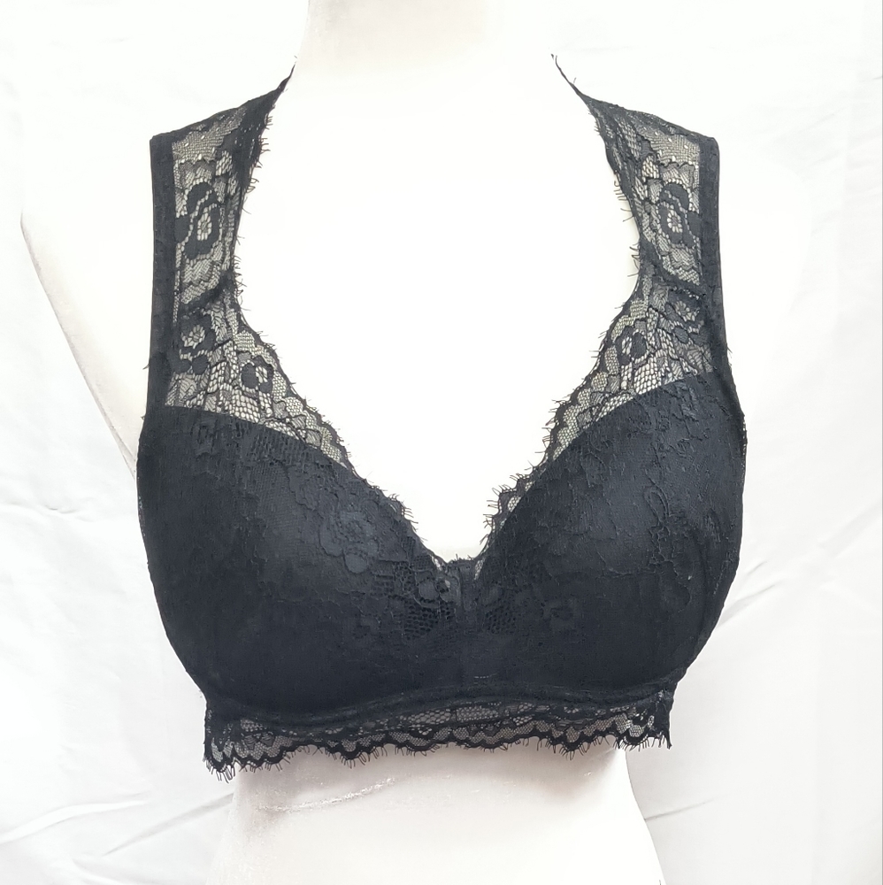 Mae Black Lace Push Up Underwire Bralette Large